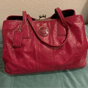 Coach Patent Leather hot pink Kiss-lock purse